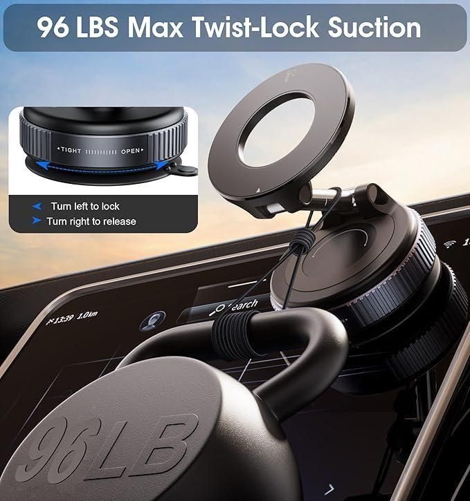Vacuum Magnetic Suction Phone Holder (Sleek & Powerful)