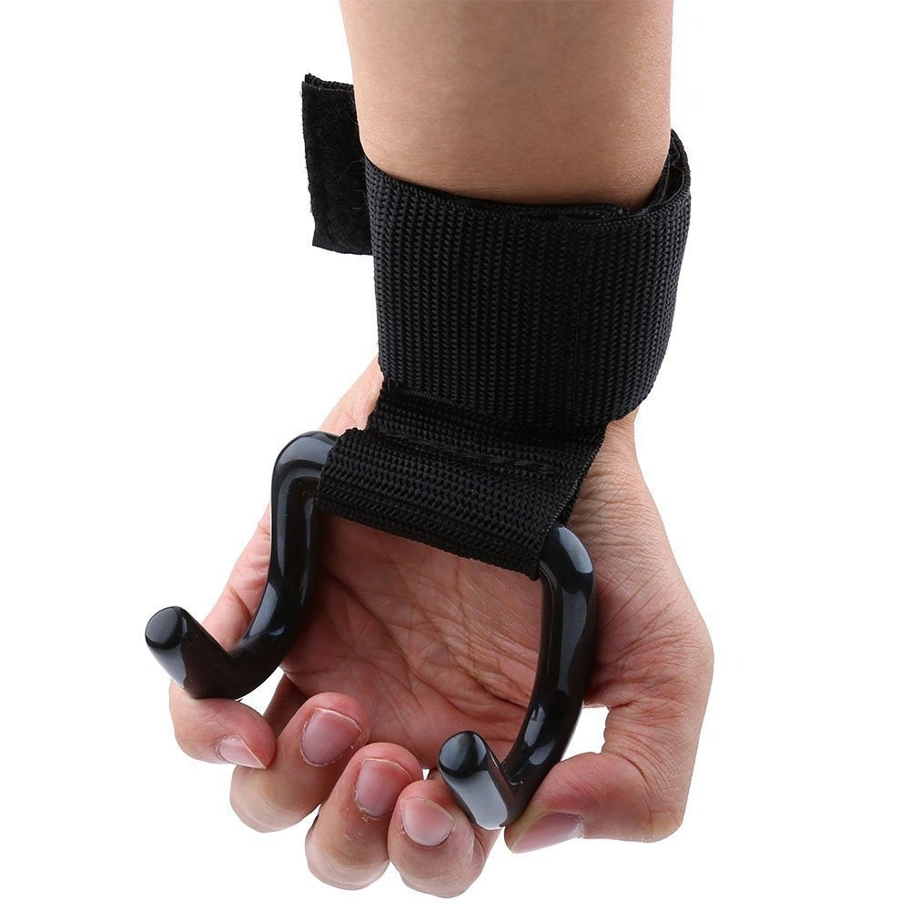 Weight Lifting Rod Hooks Wrist Support (Pair of 1)