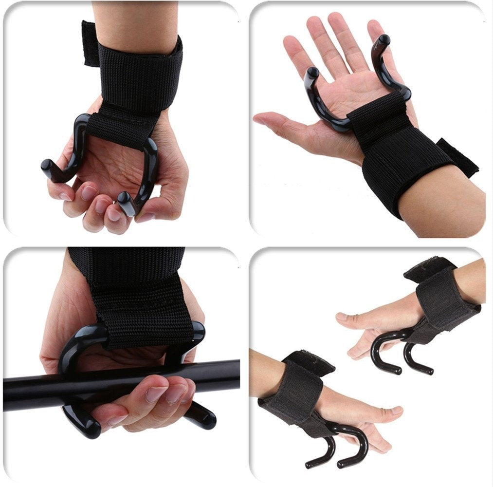 Weight Lifting Rod Hooks Wrist Support (Pair of 1)
